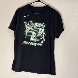 Milwaukee Bucks Nike T-Shirt NBA Champions Roster Black Men's Large